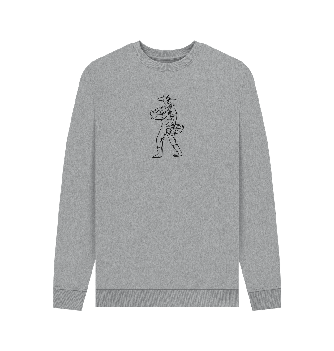 Light Heather Men's Harvest Organic Cotton Crewneck Sweater (Black)