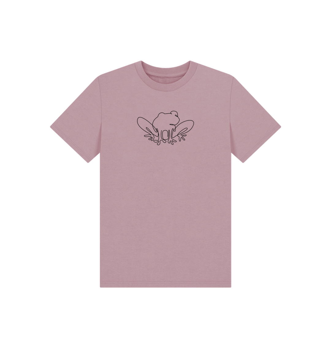 Mauve Kid's Frog Organic Cotton Basic Tee (Black)