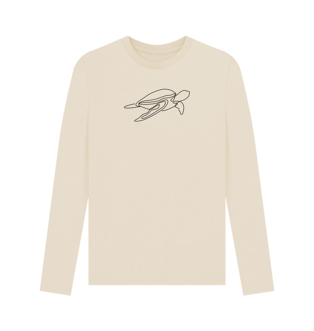 Oat Men's Sea Turtle Organic Cotton Long Sleeve Tee - Black Design