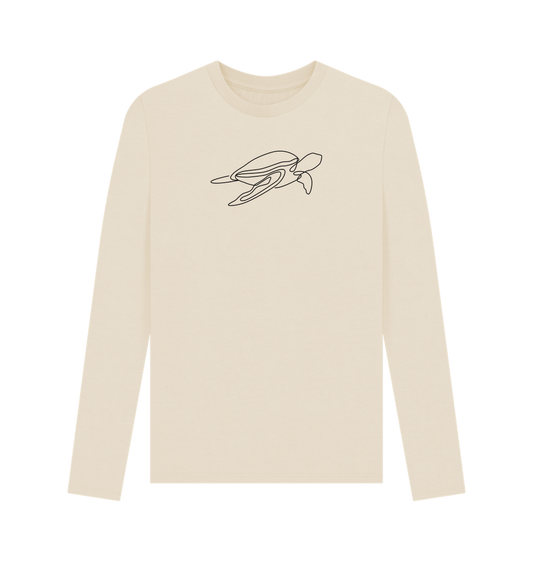 Oat Men's Sea Turtle Organic Cotton Long Sleeve Tee - Black Design