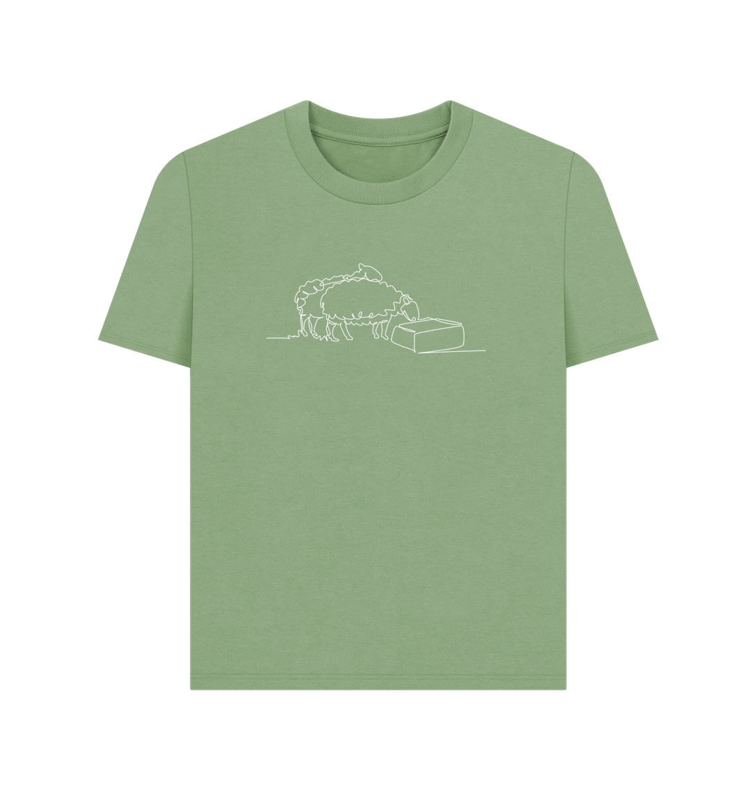 Sage Women's Sheep Organic Cotton Basic Tee (White)