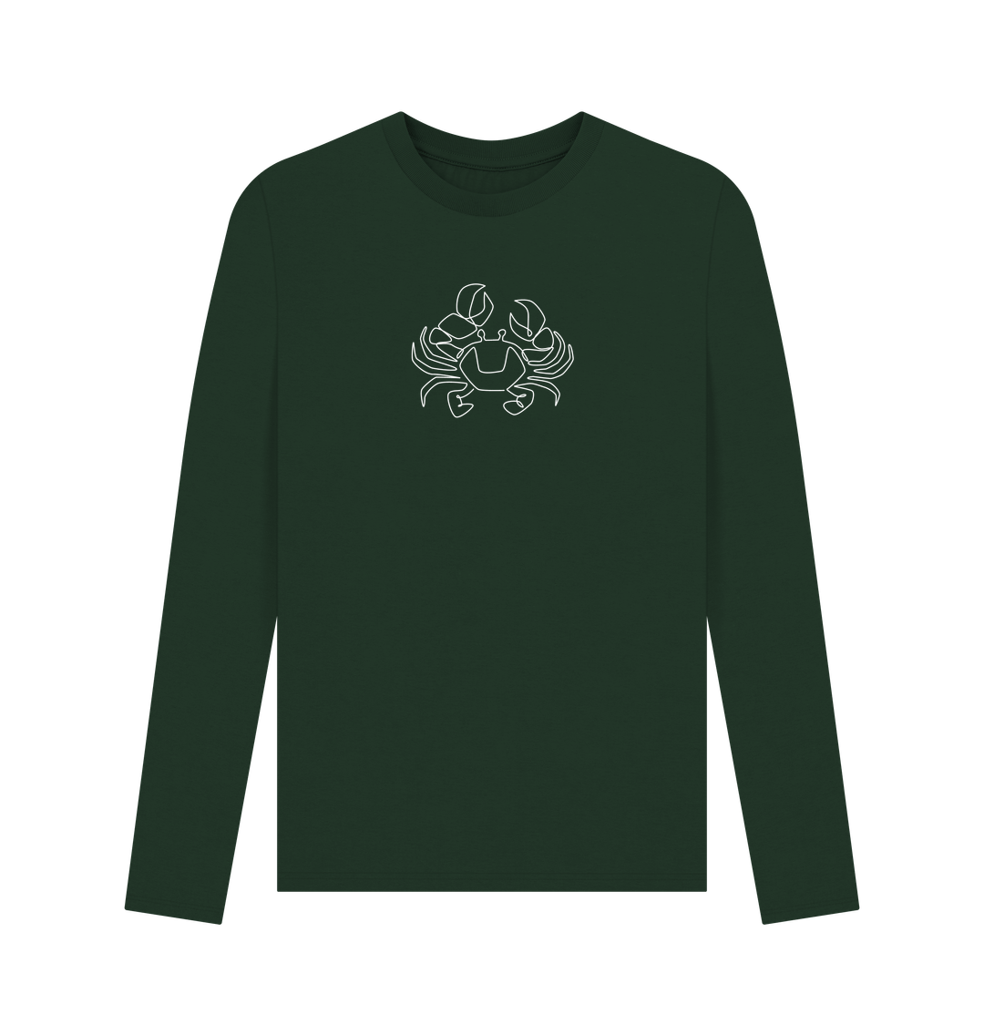 Evergreen Men's Crab Organic Cotton Long Sleeve Tee - White Design