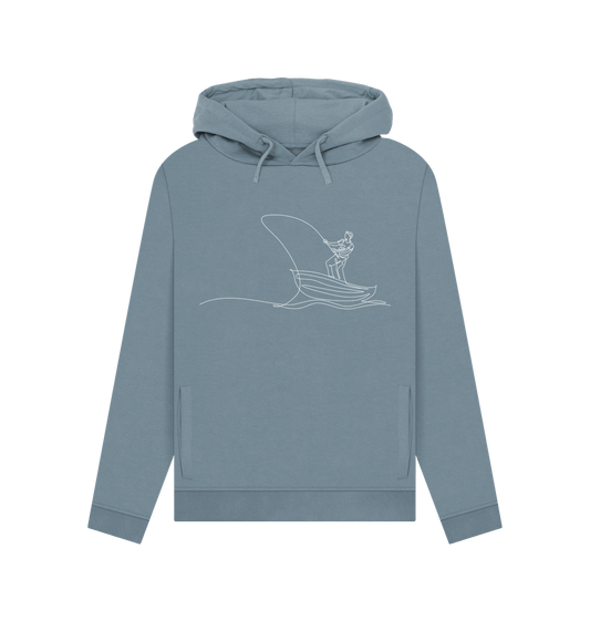 Stone Blue Women's Fisherman Organic Cotton Pullover Hoodie (White)