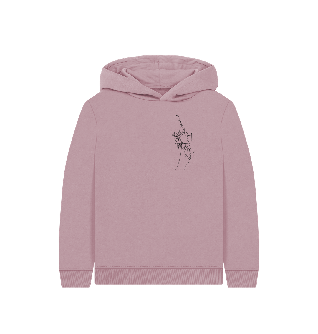 Mauve Kid's Climber Organic Cotton Pullover Hoodie (Black)