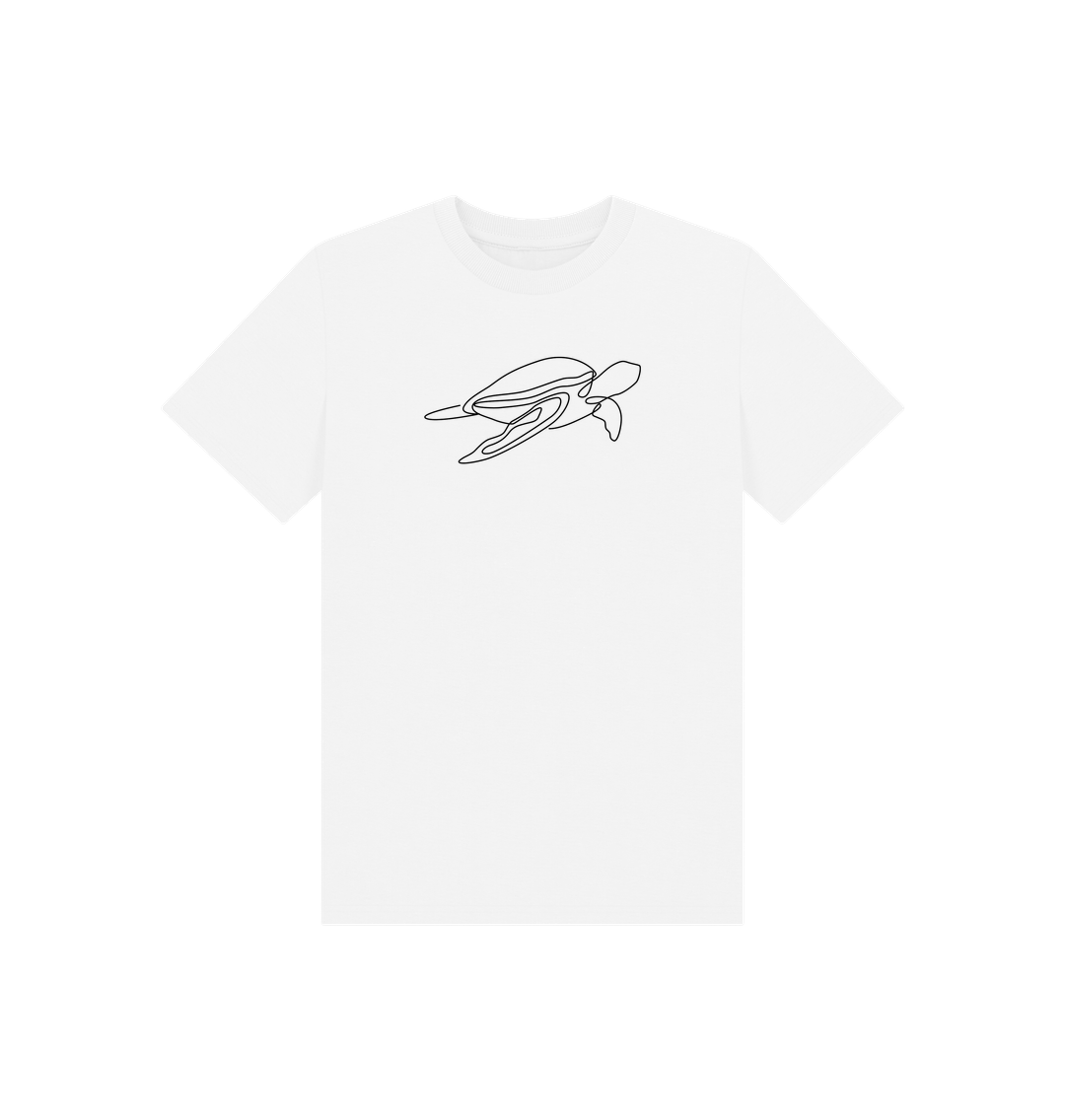 White Kid's Sea Turtle Organic Cotton Basic Tee (Black)