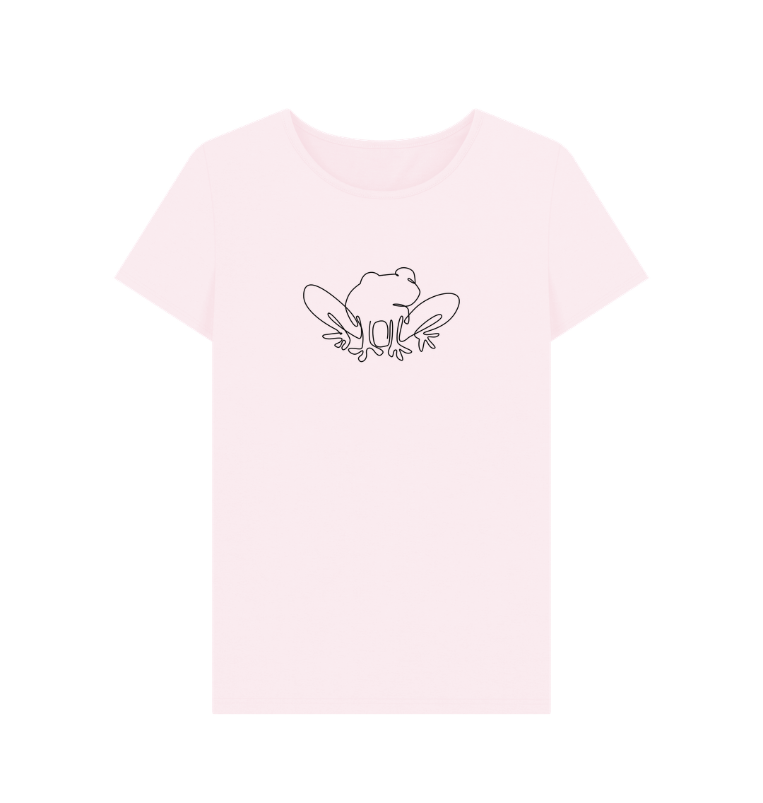 Pink Women's Frog Organic Cotton Crewneck Tee (Black)