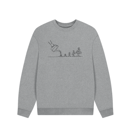 Athletic Grey Men's Gardening Organic Cotton Oversized Crewneck - Black Design