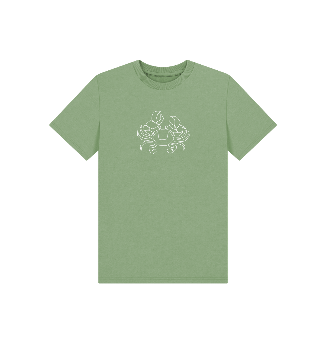 Sage Kid's Crab Organic Cotton Basic Tee (White)