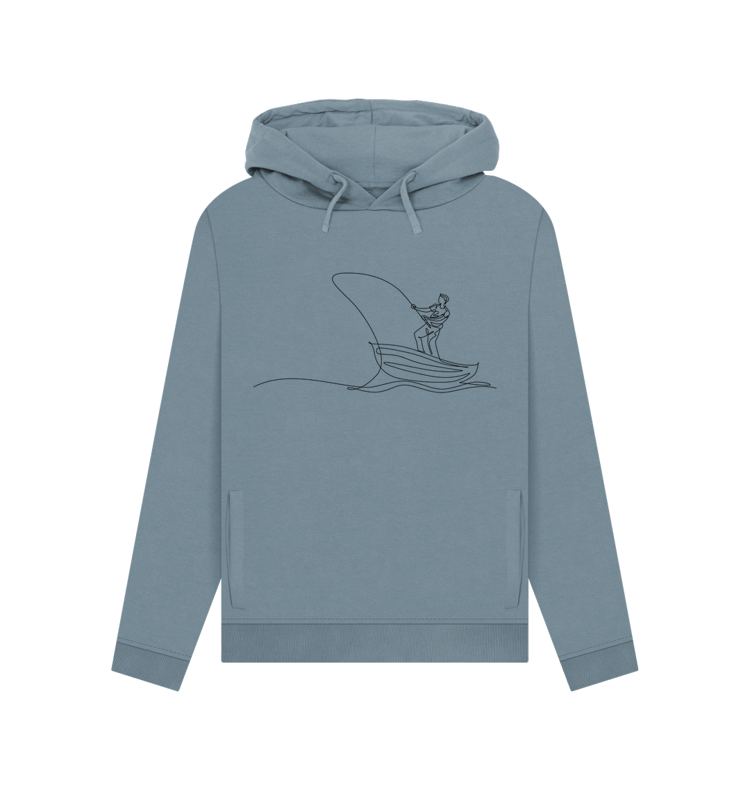 Stone Blue Women's Fisherman Organic Cotton Pullover Hoodie (Black)