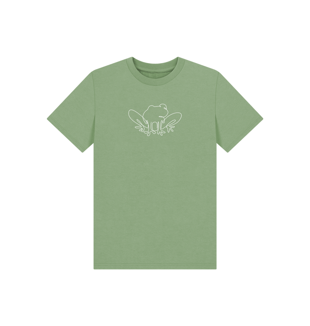Sage Kid's Frog Organic Cotton Basic Tee (White)