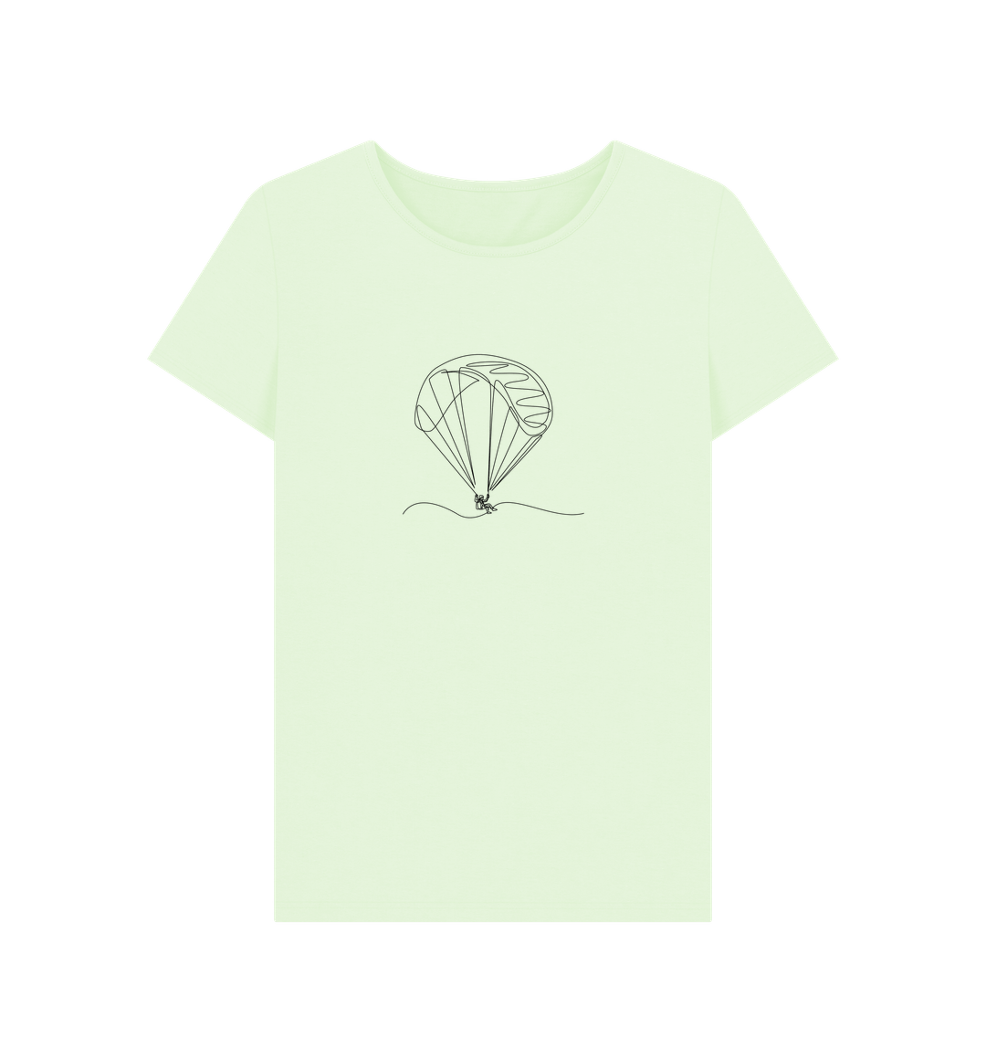 Pastel Green Women's Parachute Organic Cotton Crewneck Tee (Black)