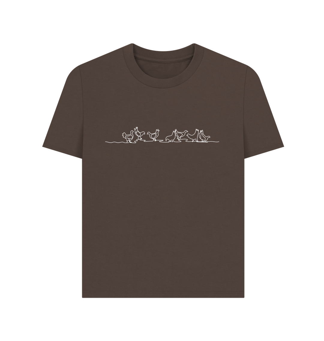 Chocolate Women's Chickens Organic Cotton Basic Tee (White)