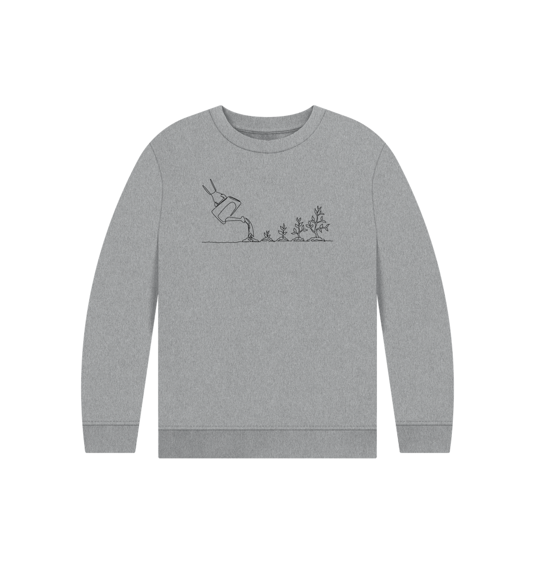 Athletic Grey Kid's Gardening Organic Cotton Crewneck Sweater (Black)