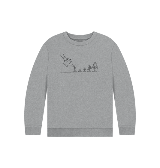 Athletic Grey Kid's Gardening Organic Cotton Crewneck Sweater (Black)