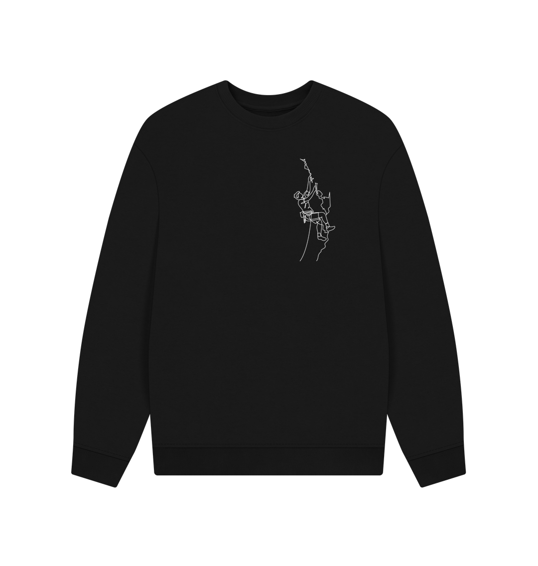Black Men's Climber Organic Cotton Oversized Crewneck - White Design