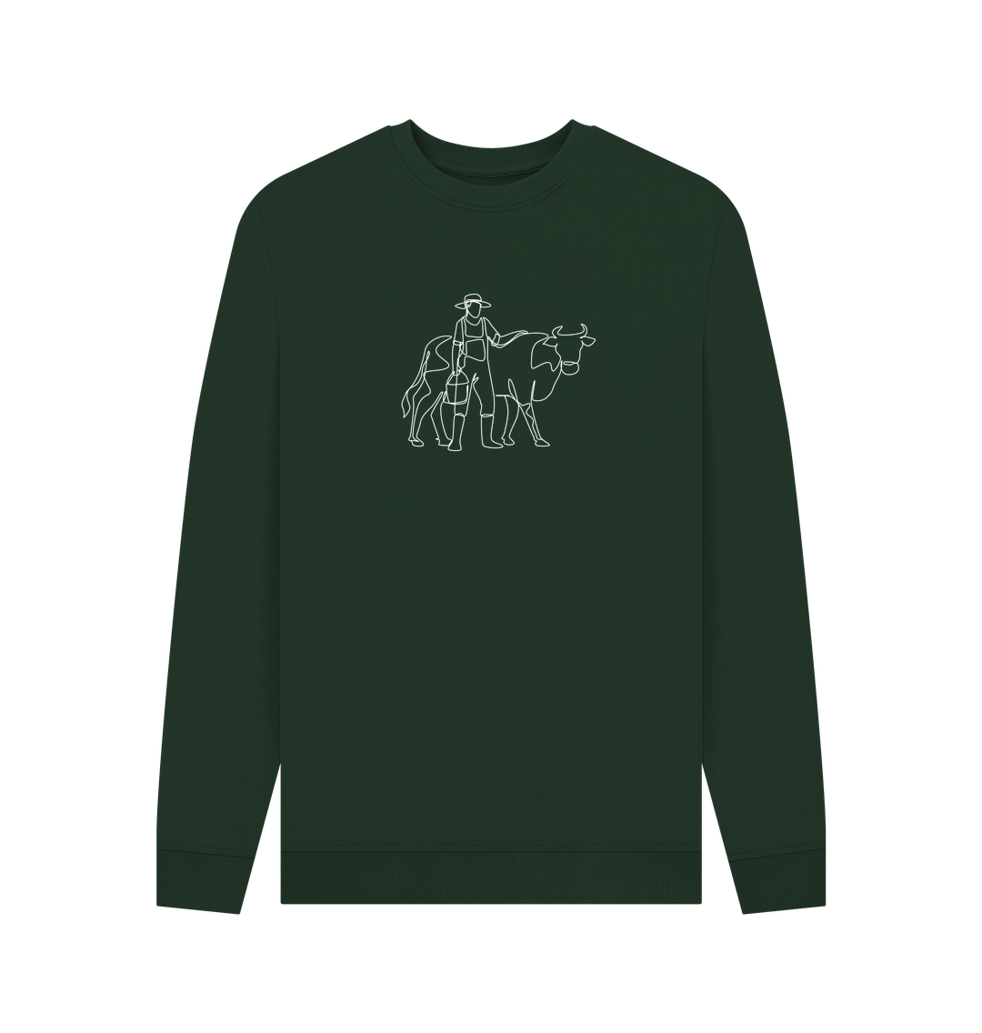 Evergreen Men's Cow Crewneck Sweatshirt - White