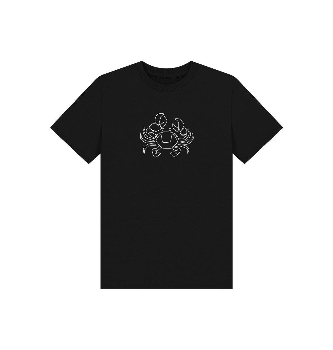 Black Kid's Crab Organic Cotton Basic Tee (White)