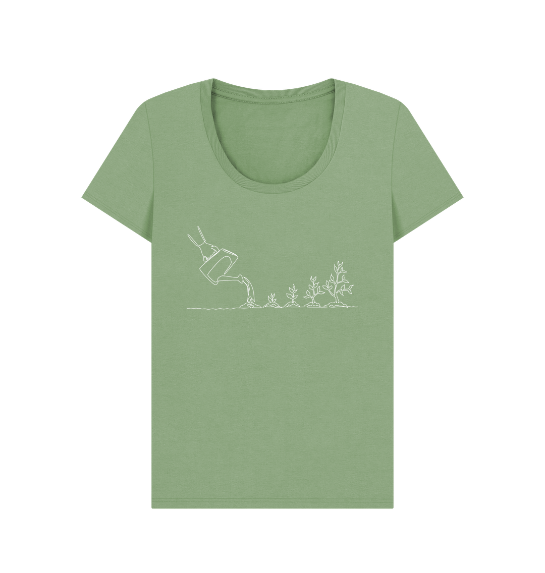 Sage Women's Gardening Organic Cotton Scoop Neck Tee (White)