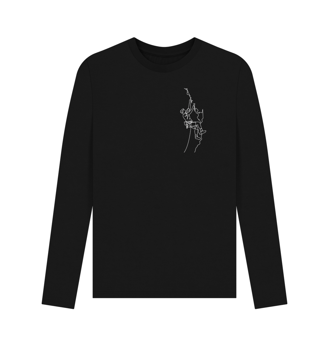 Black Men's Climber Organic Cotton Long Sleeve Tee - White Design