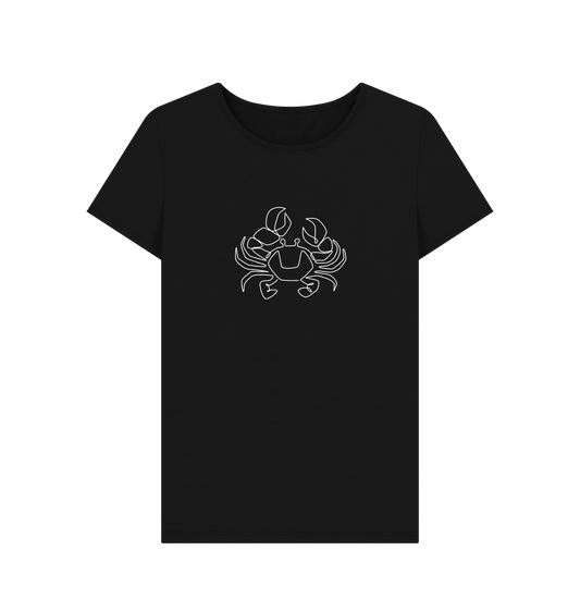 Black Women's Crab Organic Cotton Crewneck Tee (White)