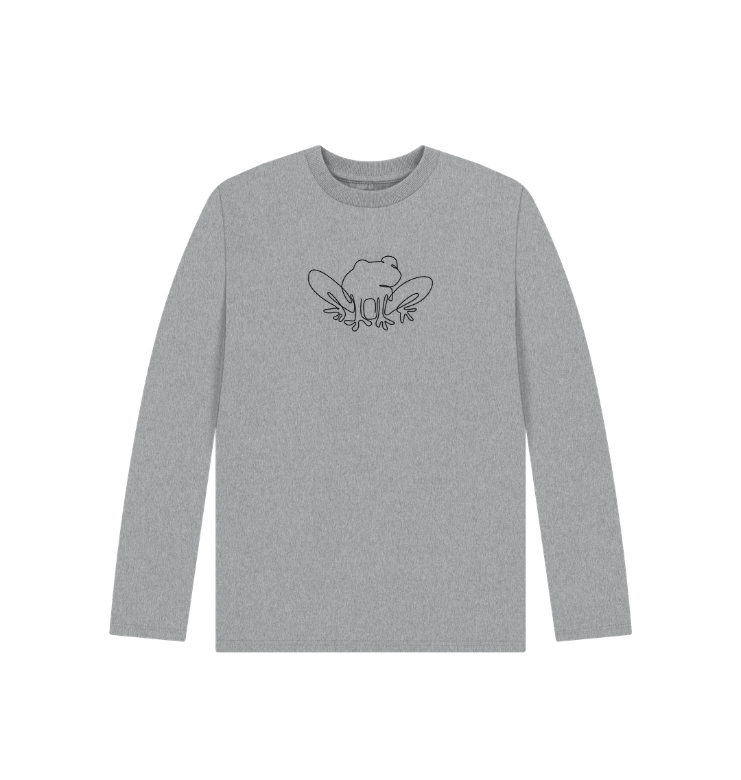 Athletic Grey Kid's Frog Organic Cotton Long Sleeve Tee (Black)