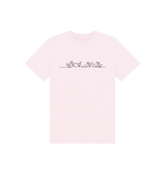 Pink Kid's Chickens Organic Cotton Basic Tee (Black)