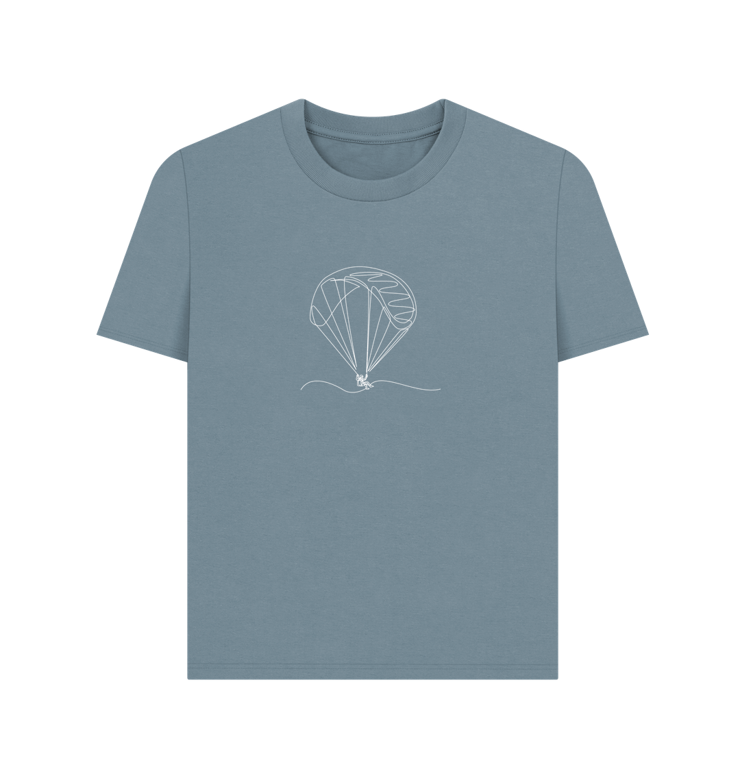Stone Blue Women's Parachute Organic Cotton Basic Tee (White)