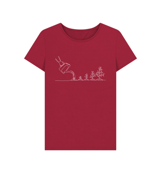 Cherry Women's Gardening Organic Cotton Crewneck Tee (White)