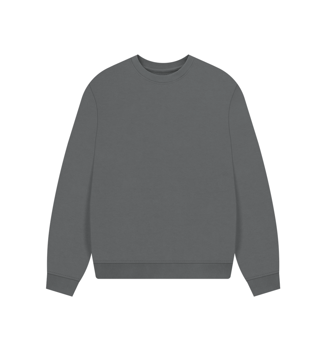 Slate Grey Women's Solid Organic Oversized Crewneck - NEW