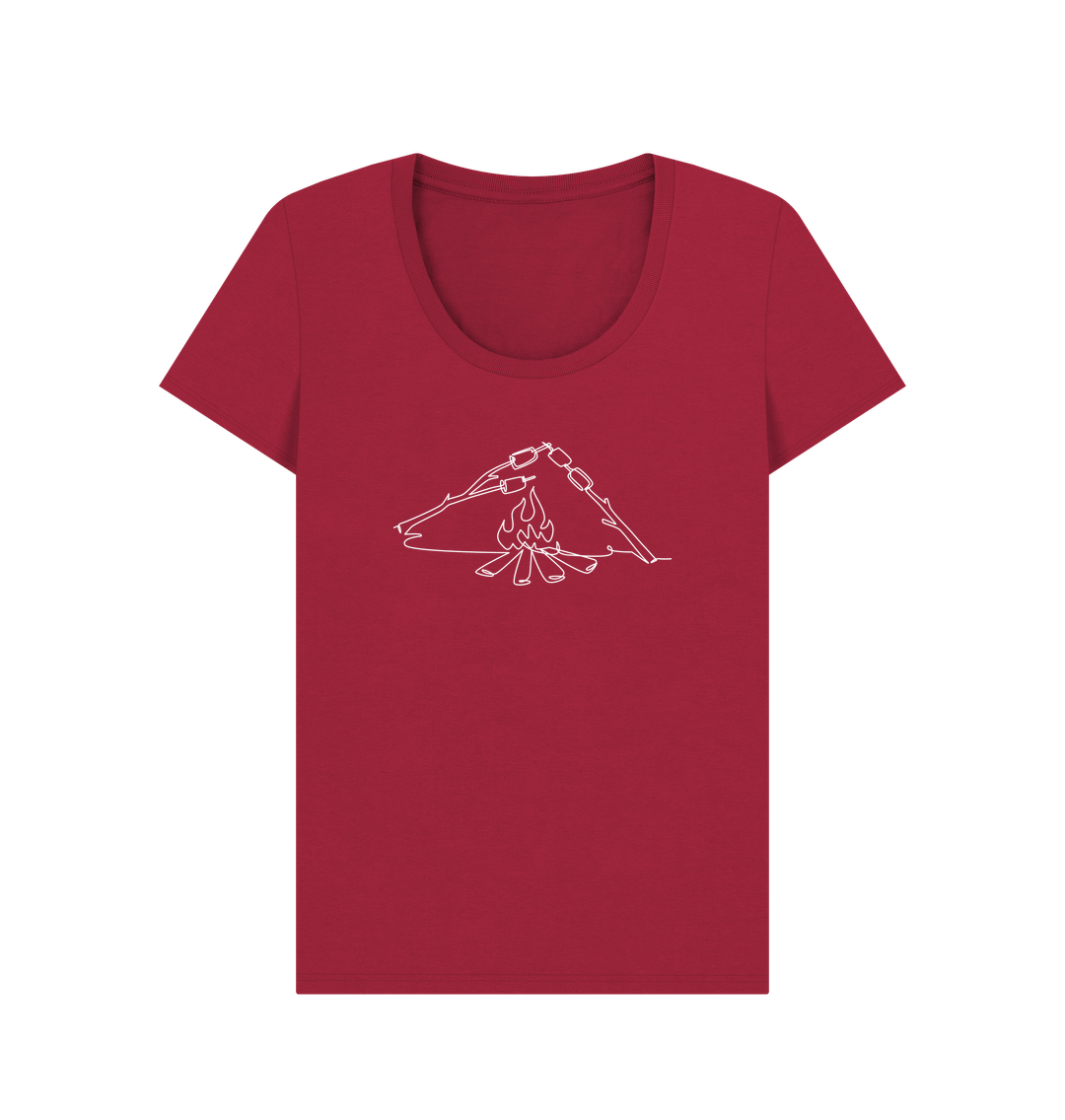 Cherry Women's S'mores Organic Cotton Scoop Neck Tee (White)