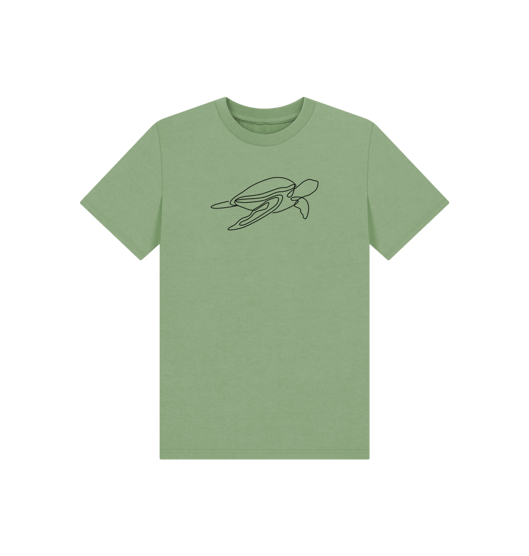 Sage Kid's Sea Turtle Organic Cotton Basic Tee (Black)