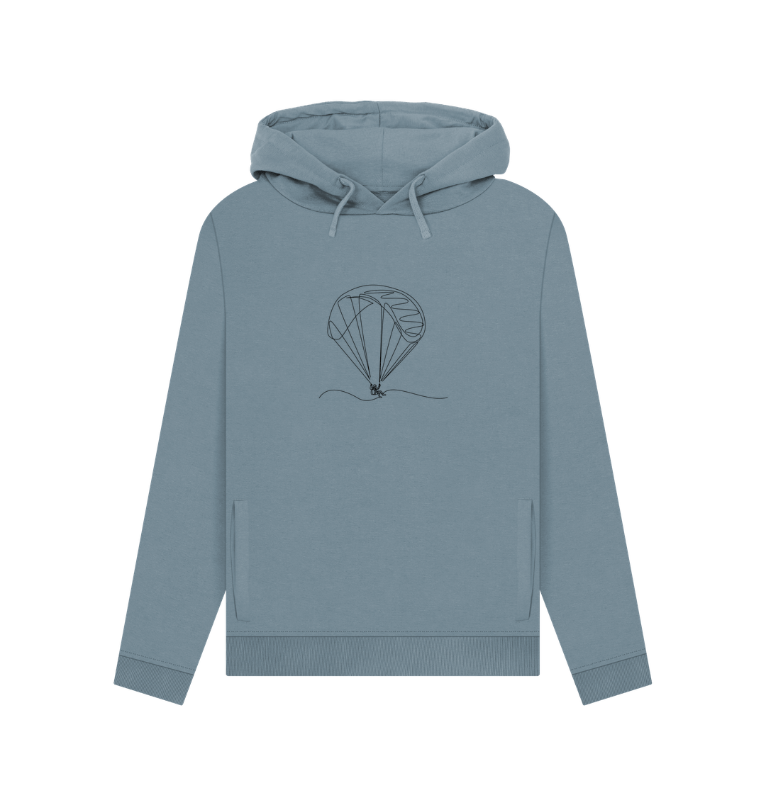 Stone Blue Women's Parachute Organic Cotton Pullover Hoodie (Black)