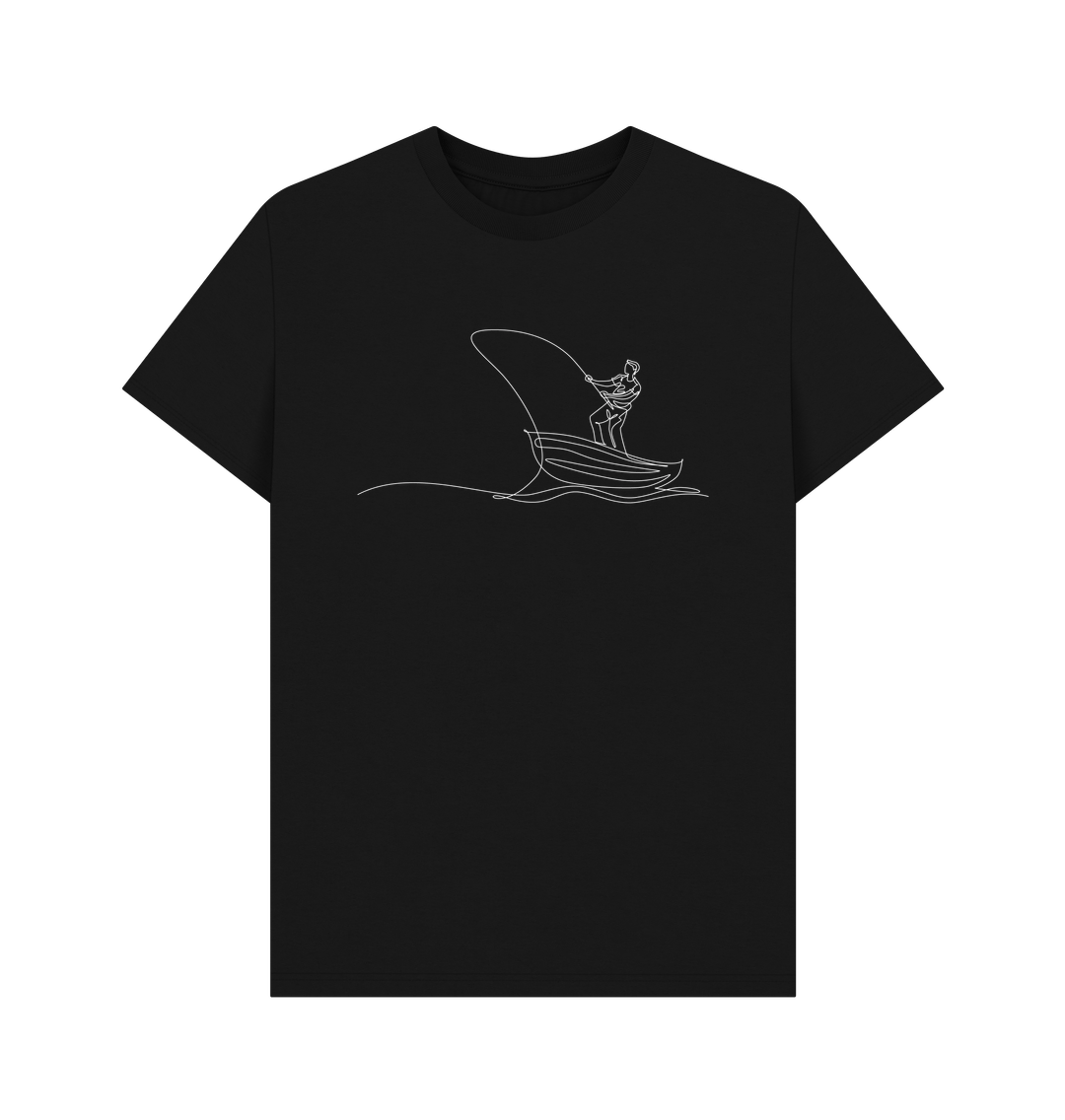 Black Men's Fisherman Organic Cotton Basic Tee (White)