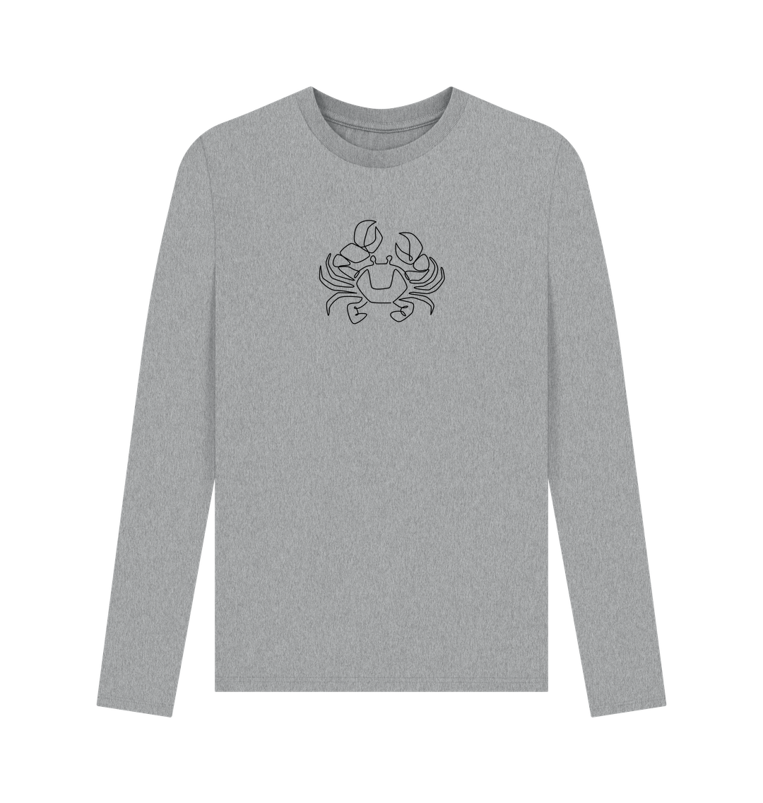 Athletic Grey Men's Crab Organic Cotton Long Sleeve Tee - Black Design