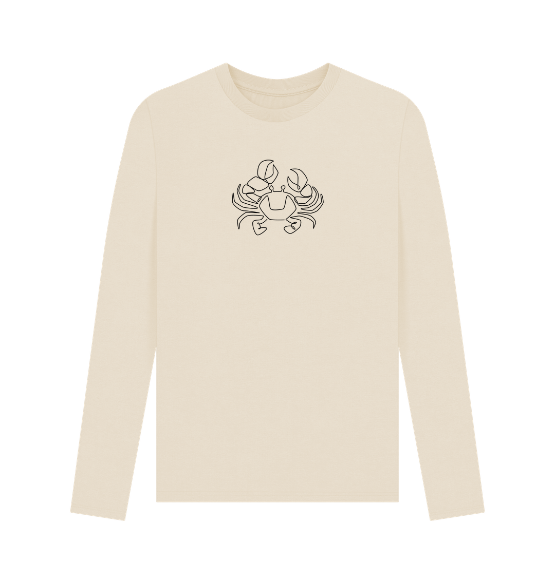 Oat Men's Crab Organic Cotton Long Sleeve Tee - Black Design
