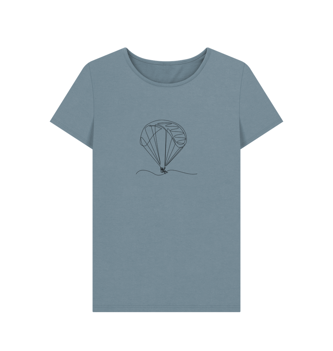 Stone Blue Women's Parachute Organic Cotton Crewneck Tee (Black)