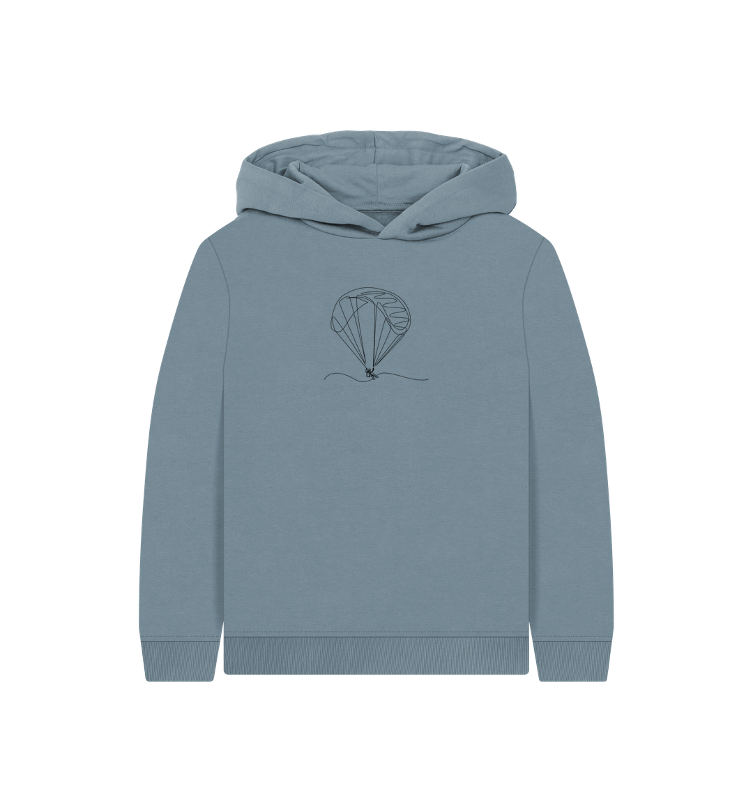 Stone Blue Kid's Parachute Organic Cotton Pullover Hoodie (Black)
