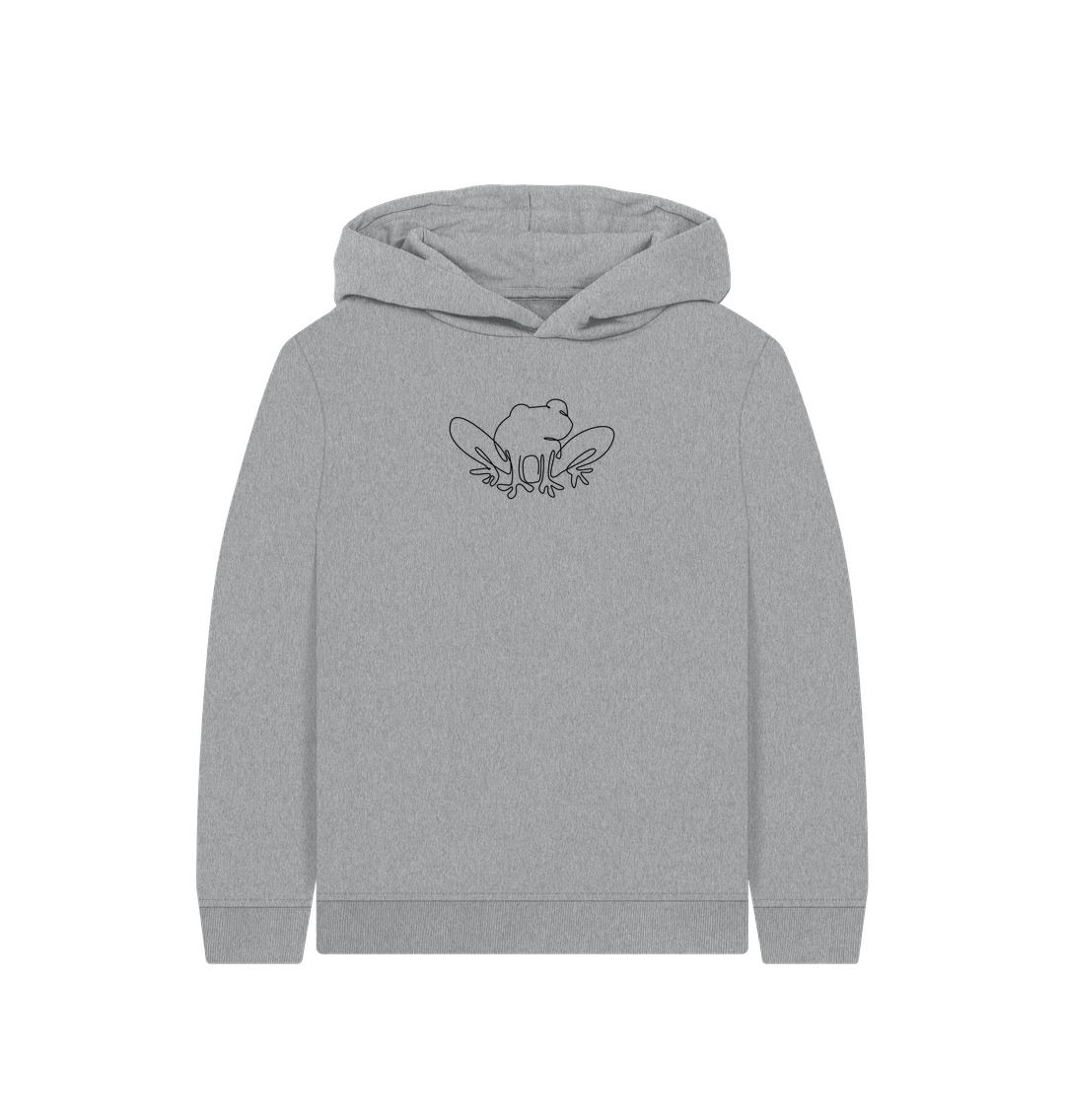 Athletic Grey Kid's Frog Organic Cotton Pullover Hoodie (Black)
