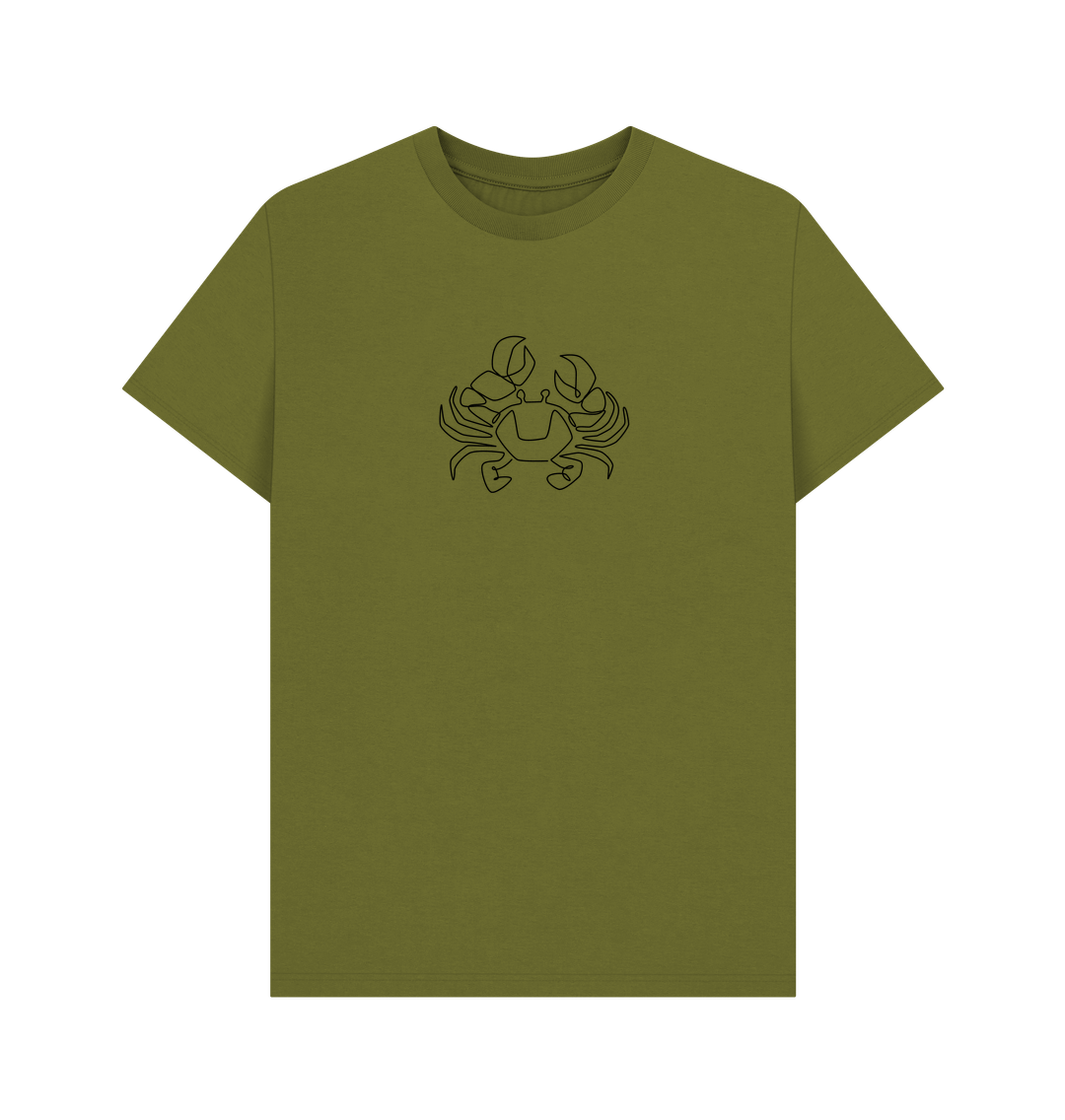 Moss Green Men's Crab Organic Cotton Basic Tee (Black)