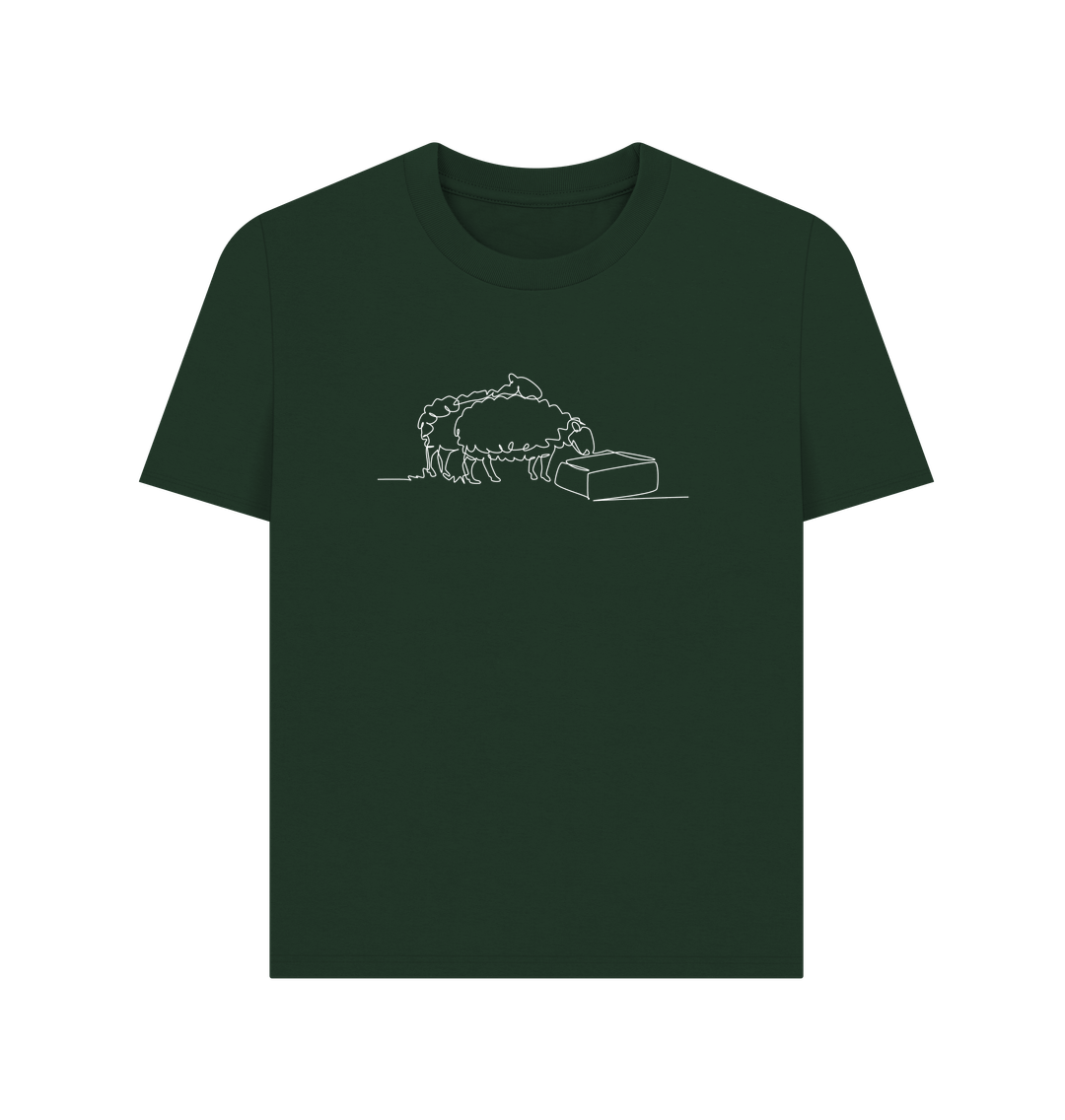 Evergreen Women's Sheep Organic Cotton Basic Tee (White)