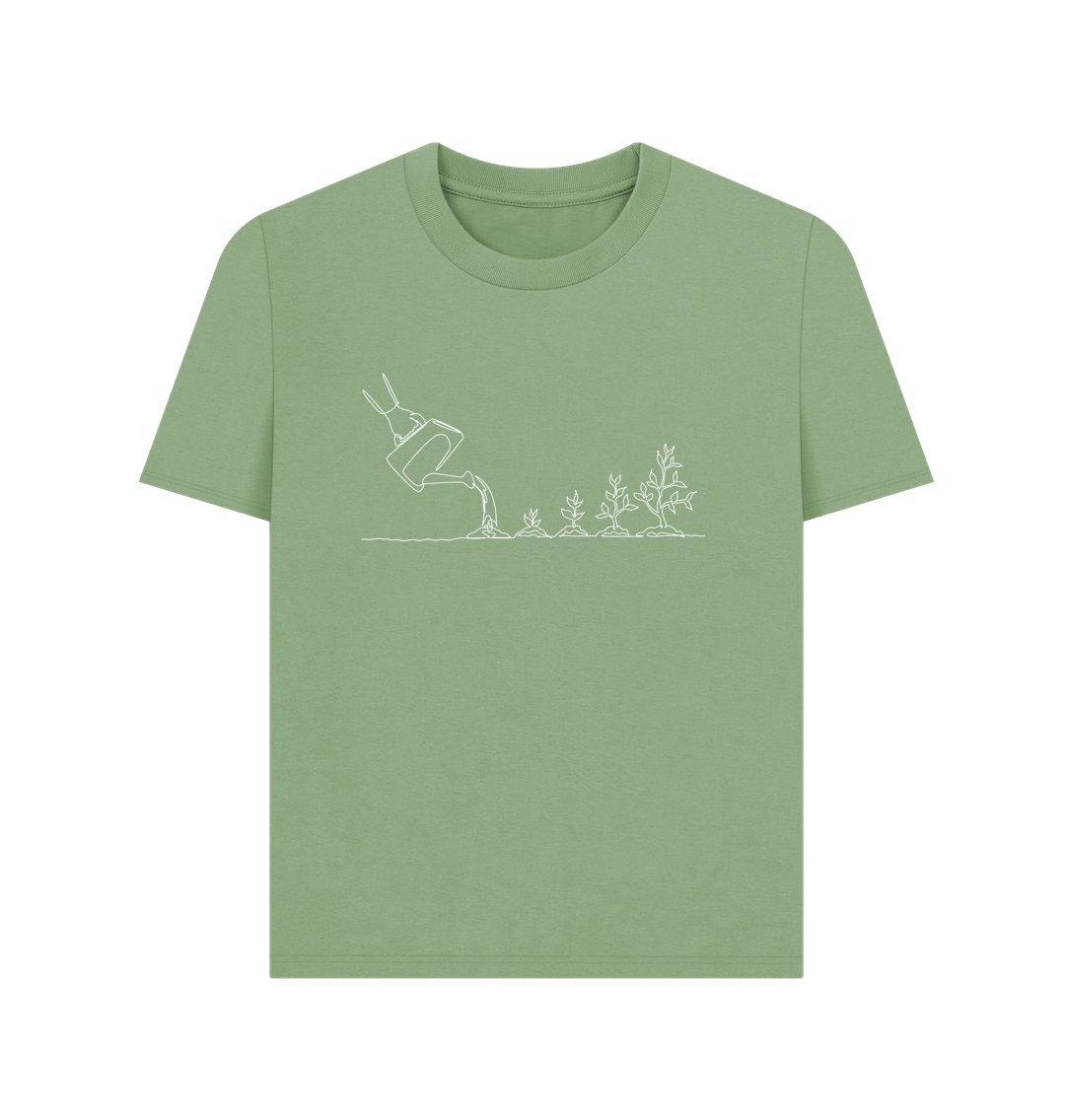 Sage Women's Gardening Organic Cotton Basic Tee (White)