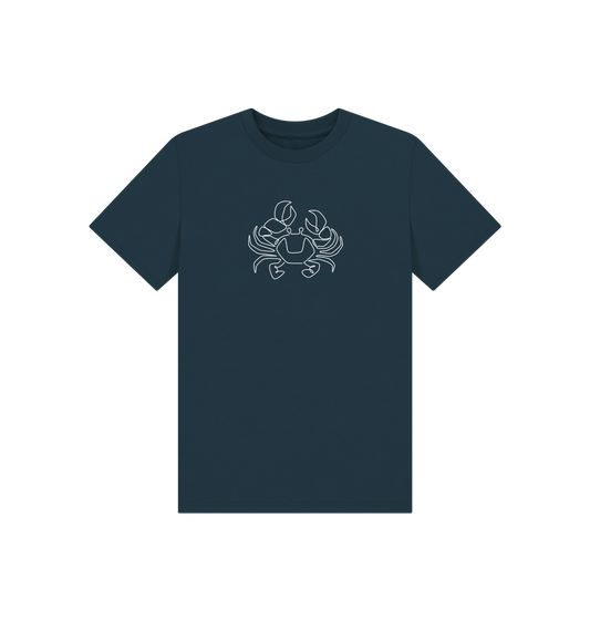 Denim Blue Kid's Crab Organic Cotton Basic Tee (White)