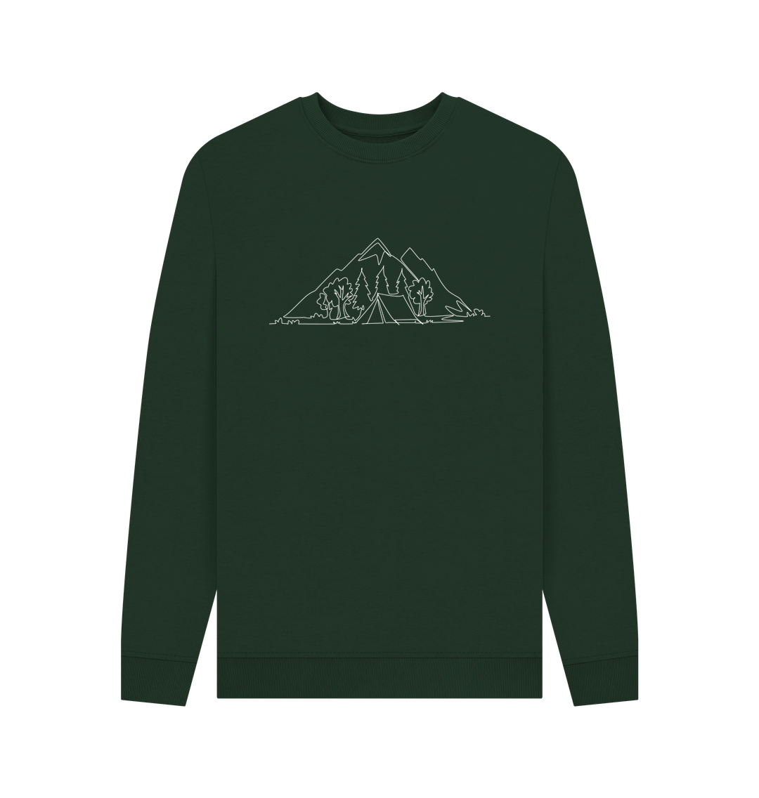 Evergreen Men's Camping Organic Cotton Crewneck Sweater (White)