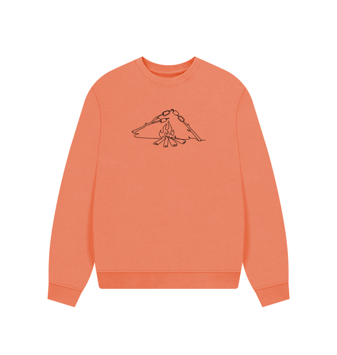 Apricot Women's S'mores Organic Cotton Oversized Crewneck - Black Design