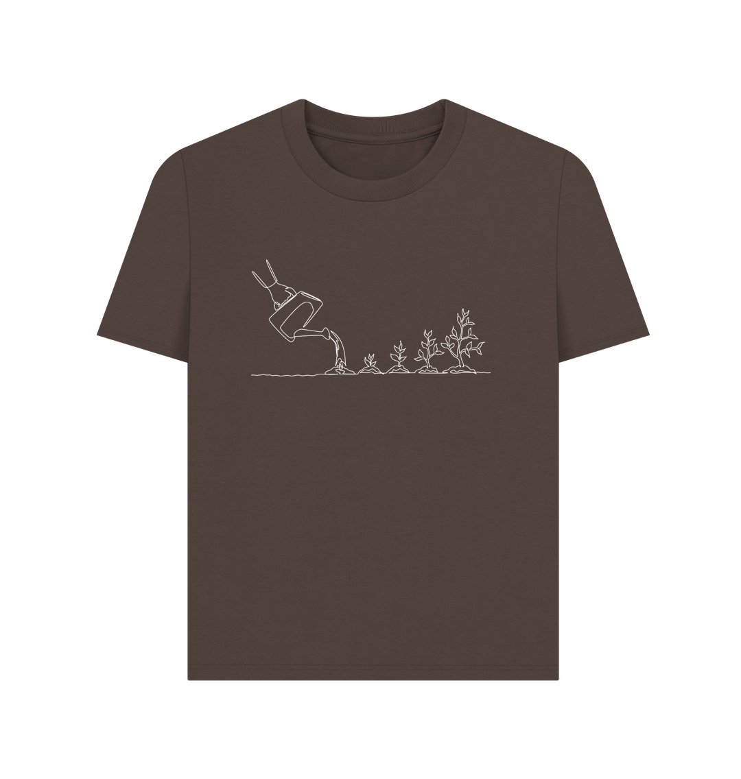 Chocolate Women's Gardening Organic Cotton Basic Tee (White)