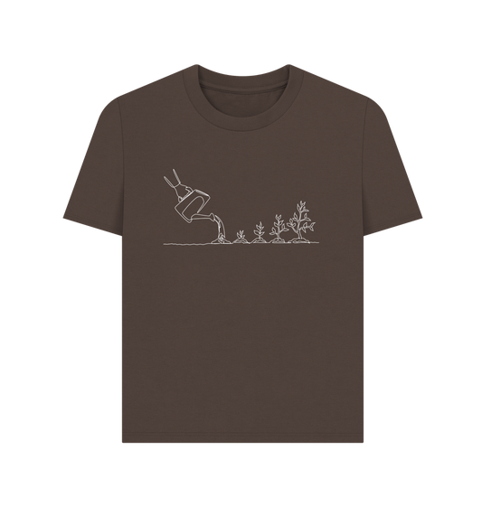 Chocolate Women's Gardening Organic Cotton Basic Tee (White)