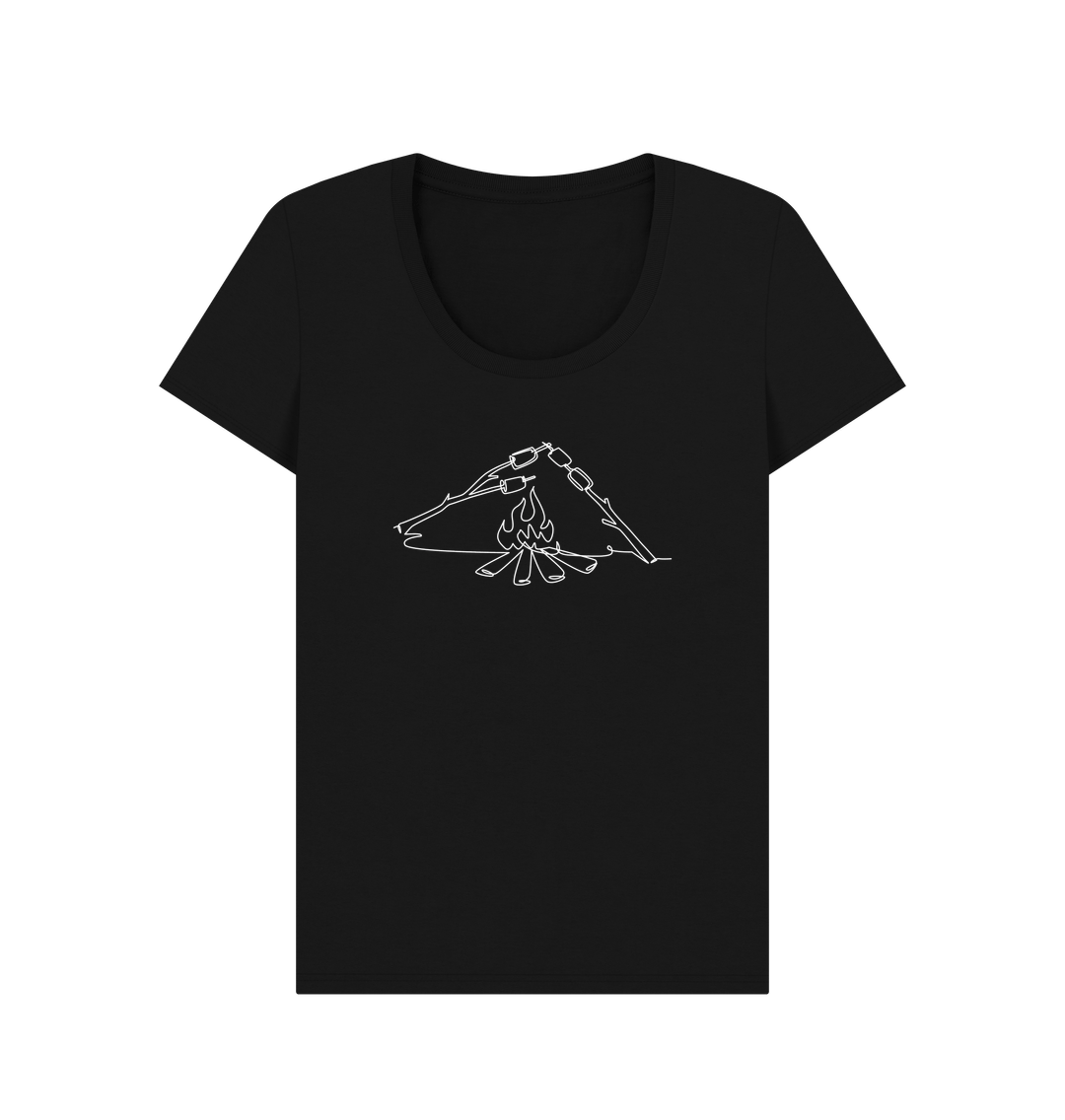Black Women's S'mores Organic Cotton Scoop Neck Tee (White)