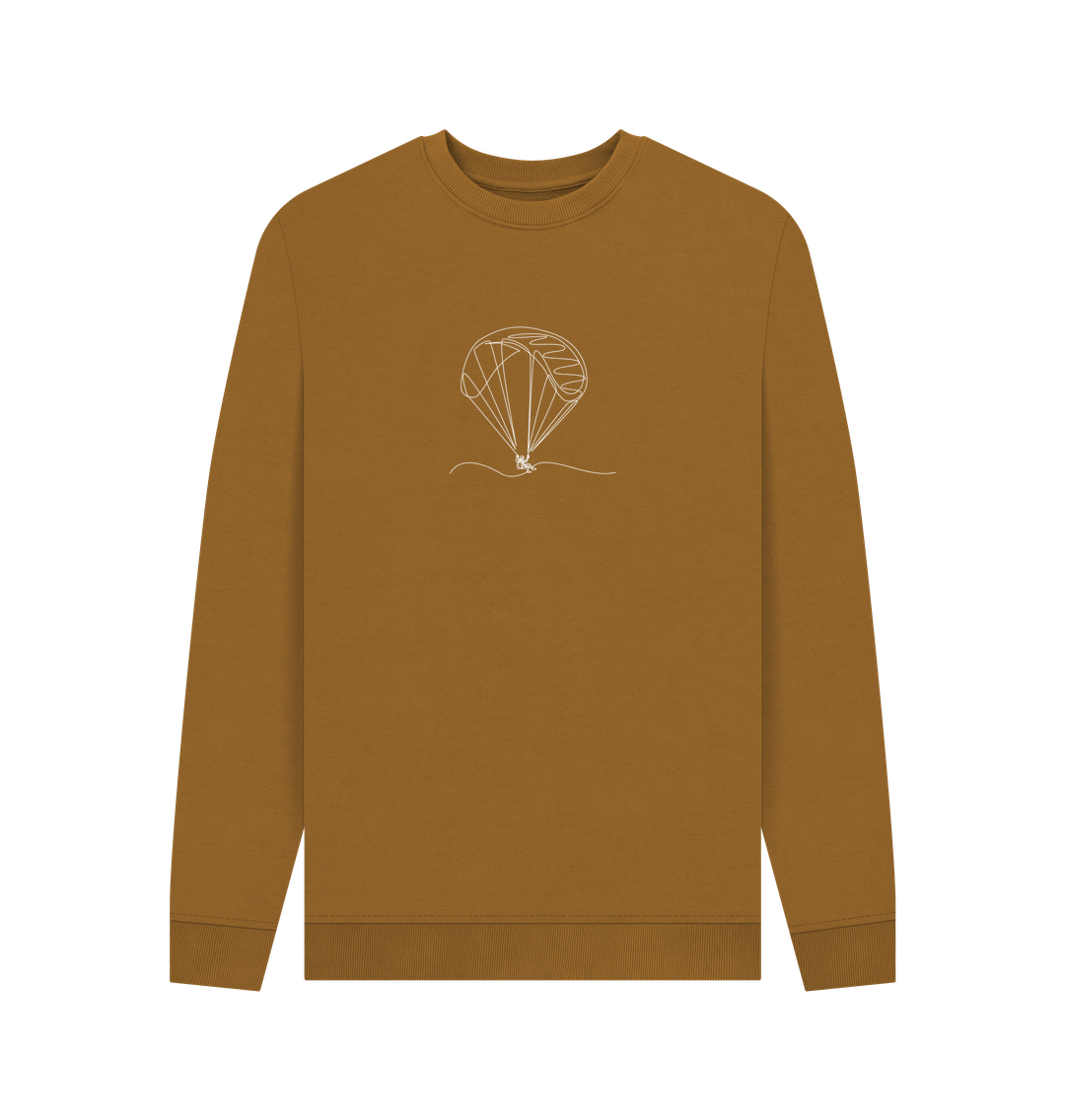 Brown Men's Parachute Organic Cotton Crewneck Sweater (White)