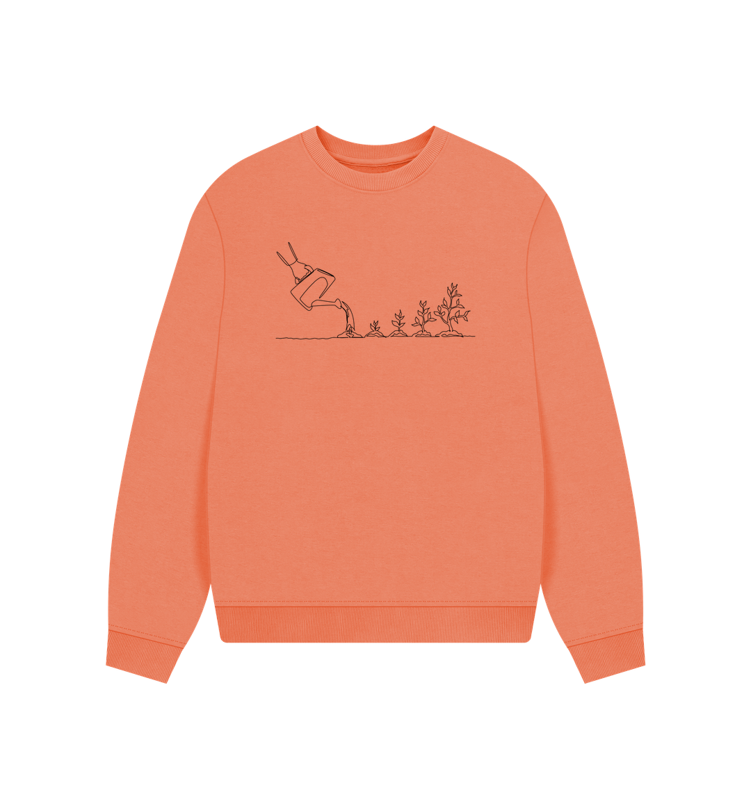 Apricot Women's Gardening Organic Cotton Oversized Crewneck - Black Design