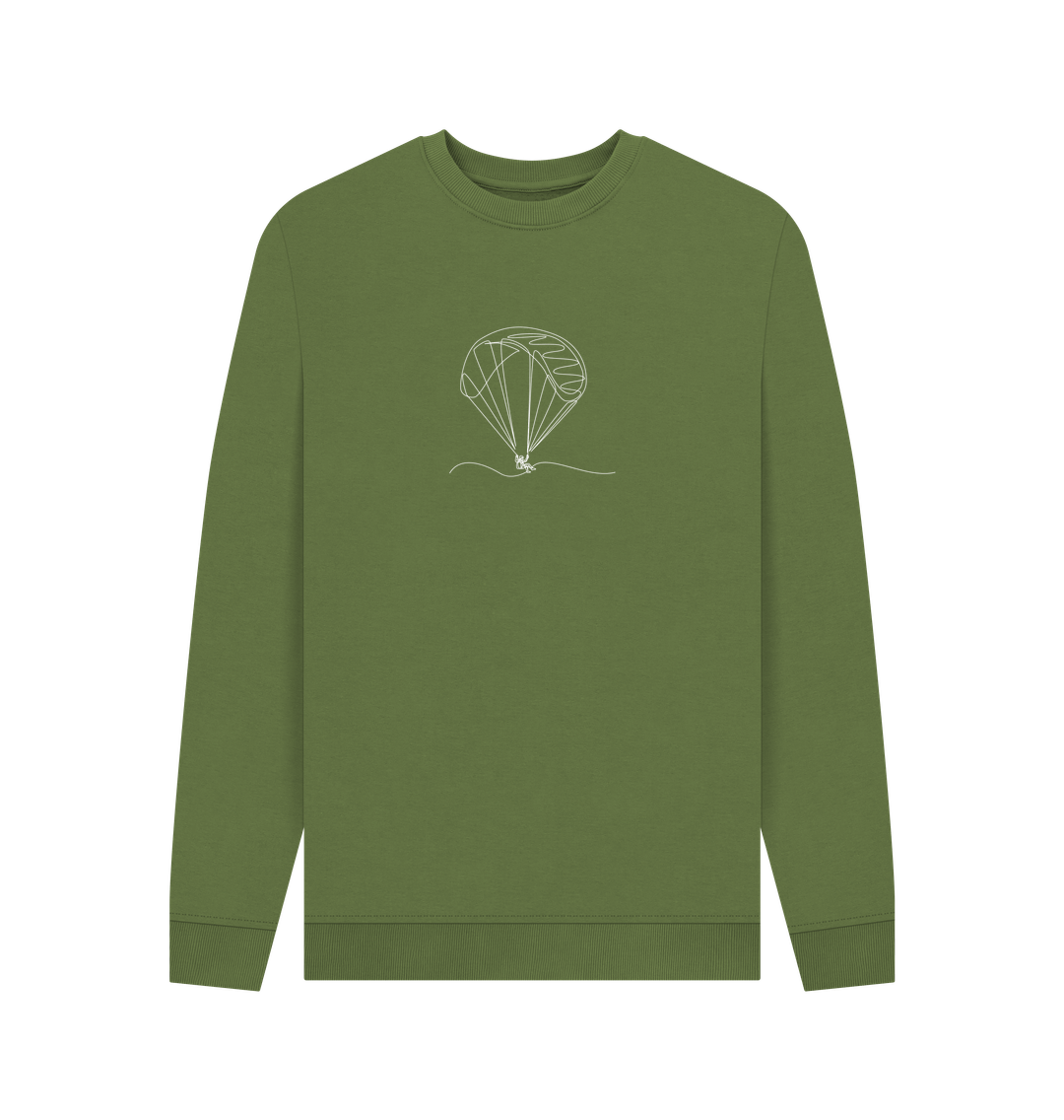 Khaki Men's Parachute Organic Cotton Crewneck Sweater (White)